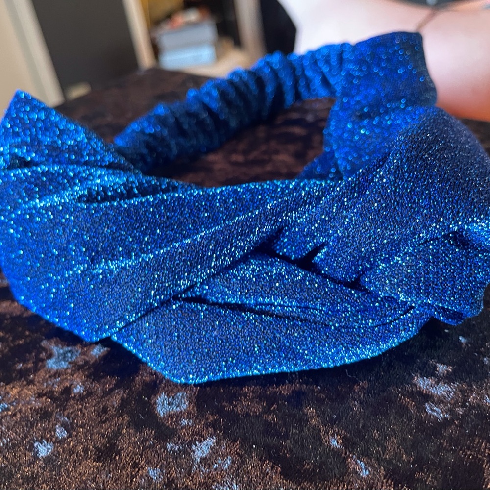 Blue glitter stretch headband